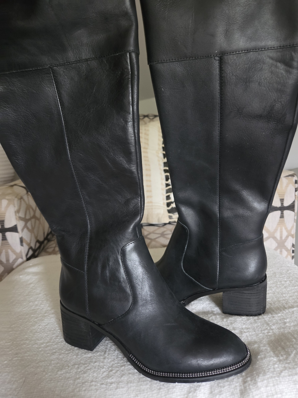 Bjorndal Black Leather Knee-High Heeled Boots